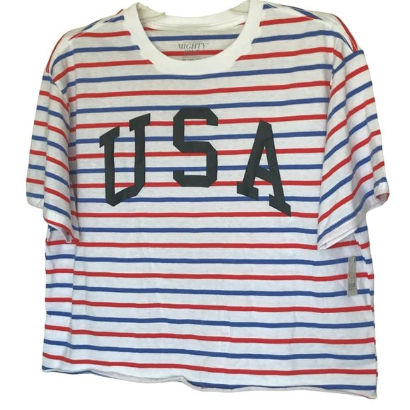 Mad Engine Mighty Fine Women's Red White Blue USA Tee Shirt XL New - Picture 1 of 11